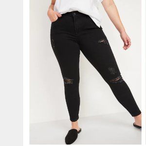 Old Navy Mid-Rise Pop Icon Ripped Skinny Jean - Black-Wash